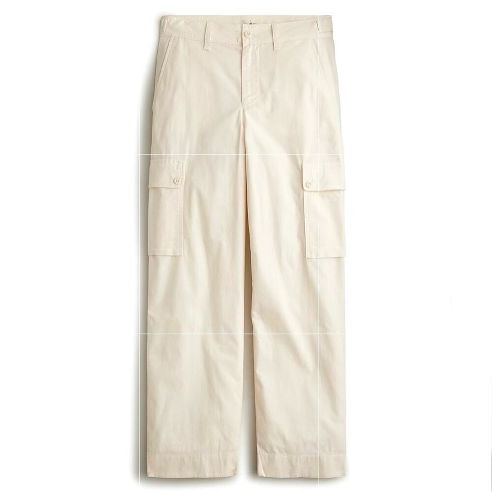 J. Crew Cream Cargo Pant in Ripstop Cotton with Utility Pockets, Size 28